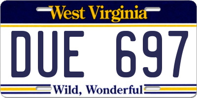 WV license plate DUE697