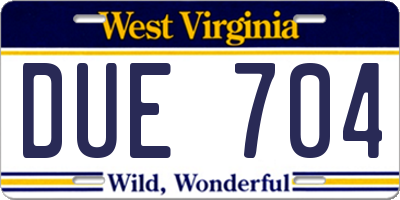 WV license plate DUE704