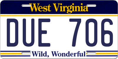 WV license plate DUE706