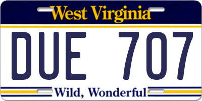 WV license plate DUE707