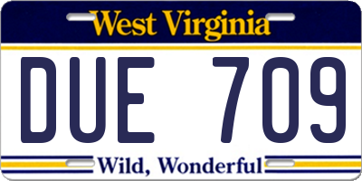 WV license plate DUE709