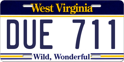 WV license plate DUE711