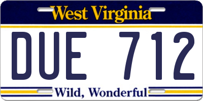 WV license plate DUE712