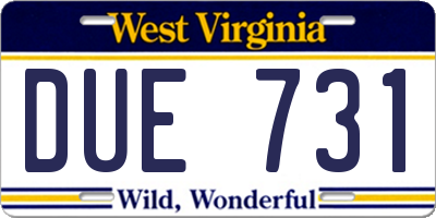 WV license plate DUE731