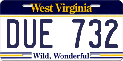 WV license plate DUE732