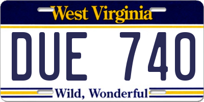WV license plate DUE740