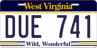 WV license plate DUE741