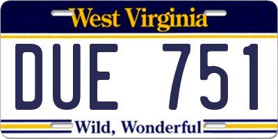 WV license plate DUE751