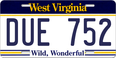 WV license plate DUE752