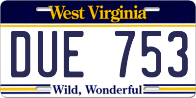 WV license plate DUE753