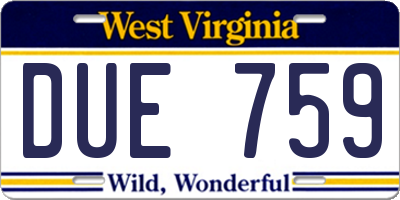 WV license plate DUE759