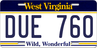 WV license plate DUE760