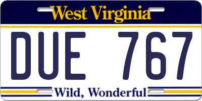 WV license plate DUE767