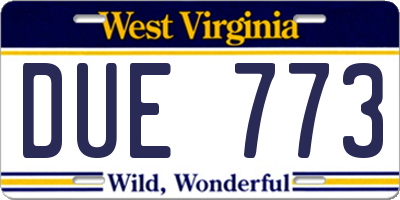WV license plate DUE773