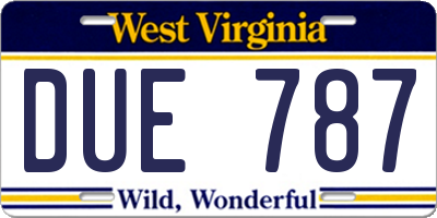 WV license plate DUE787
