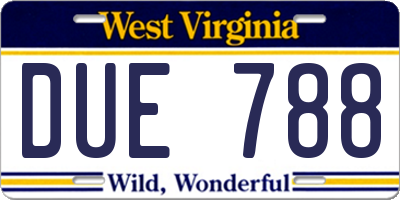 WV license plate DUE788