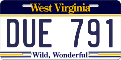 WV license plate DUE791