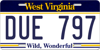 WV license plate DUE797