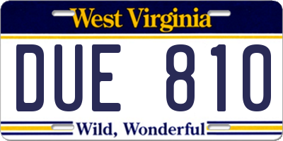 WV license plate DUE810