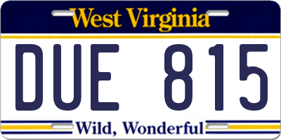 WV license plate DUE815