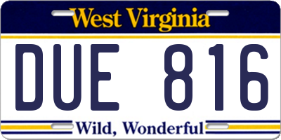 WV license plate DUE816