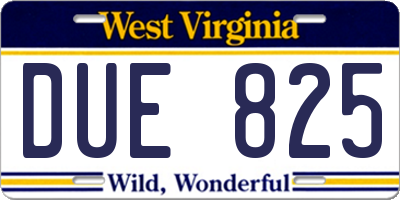 WV license plate DUE825