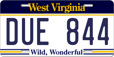 WV license plate DUE844