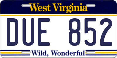 WV license plate DUE852