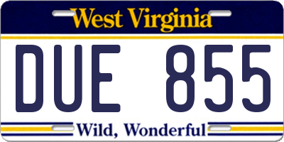 WV license plate DUE855