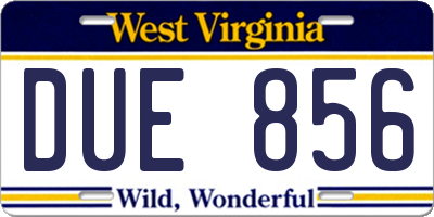WV license plate DUE856