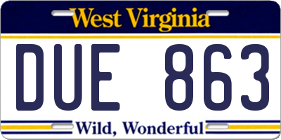WV license plate DUE863