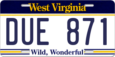 WV license plate DUE871