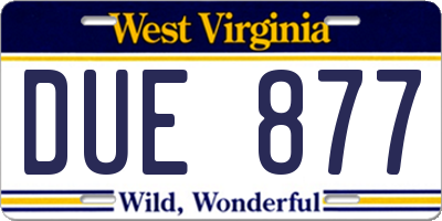 WV license plate DUE877
