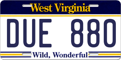 WV license plate DUE880