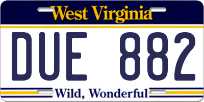 WV license plate DUE882