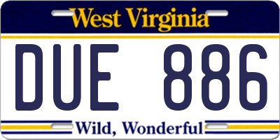 WV license plate DUE886