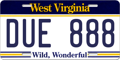WV license plate DUE888