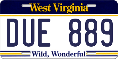 WV license plate DUE889