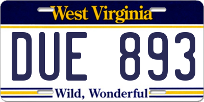 WV license plate DUE893