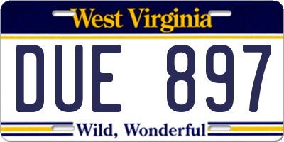 WV license plate DUE897