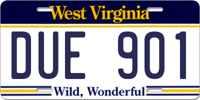 WV license plate DUE901