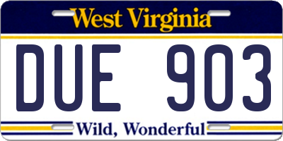 WV license plate DUE903