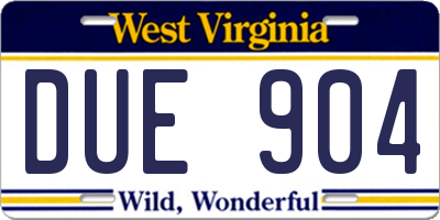 WV license plate DUE904