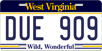 WV license plate DUE909