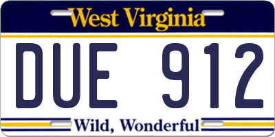 WV license plate DUE912