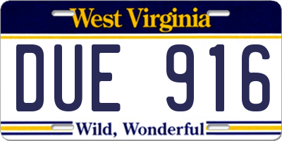 WV license plate DUE916