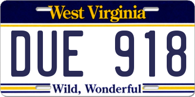 WV license plate DUE918