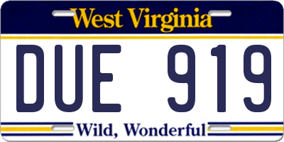 WV license plate DUE919