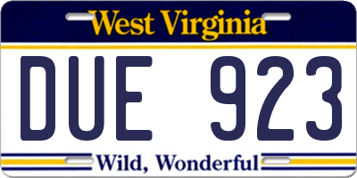 WV license plate DUE923