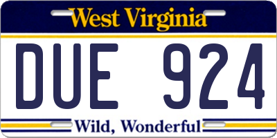 WV license plate DUE924